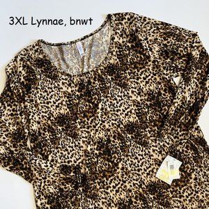3XL Lularoe Lynnae long-sleeved top, animal cheetah print